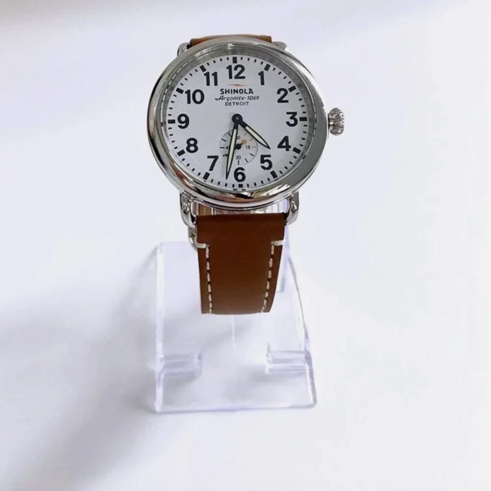 Classic Shinola Runwell White Dial With Brown Leather Men Women New Watch 41mm